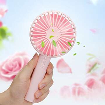 Belita Amy Mini Handheld Fan,Portable Personal Desktop Cooling Fan,Desk Macaron USB Rechargeable Fan with Gust Mode and Magnetic Mirror Base for Office Outdoor Household Traveling (3 Speed,Pink)