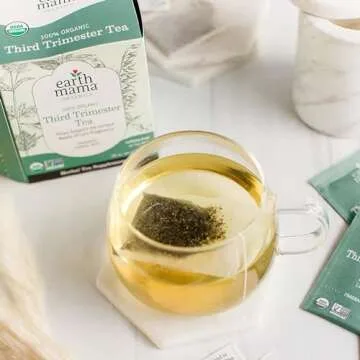 Earth Mama Organic Third Trimester Tea Bags | 100% USDA Organic Herbal Tea for Late Pregnancy Comfort + Childbirth Preparation, 16 Teabags Per Box