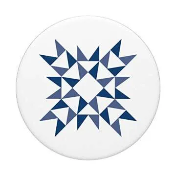 Blue Geometric Quilt Block PopGrip for Phones and Tablets