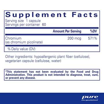 Pure Encapsulations Chromium (Picolinate) 200 mcg | Hypoallergenic Supplement for Healthy Lipid and ...