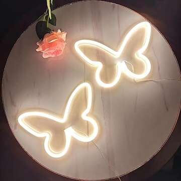 HFHungkeong Butterfly Neon Signs for Wall Office Dorm Wedding Birthday Party Room Decor,Neon Butterf...