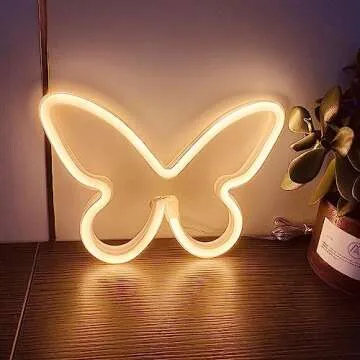 HFHungkeong Butterfly Neon Signs for Wall Office Dorm Wedding Birthday Party Room Decor,Neon Butterfly Led Signs Butterfly Decorations for Teen Girls,USB or 3-AA Battery Powered,2Pack(Warm White)