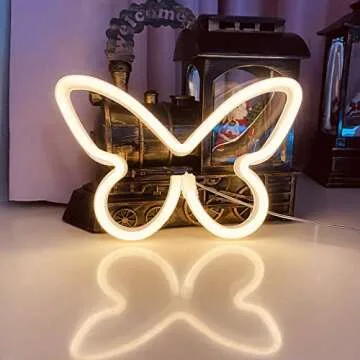 HFHungkeong Butterfly Neon Signs for Wall Office Dorm Wedding Birthday Party Room Decor,Neon Butterfly Led Signs Butterfly Decorations for Teen Girls,USB or 3-AA Battery Powered,2Pack(Warm White)