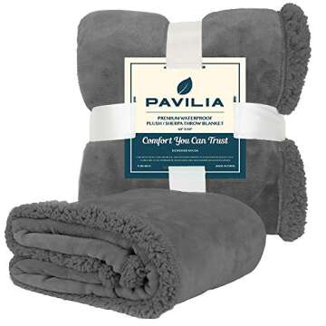 Pavilia Waterproof Couch Blanket - Soft & Cozy Sherpa Throw