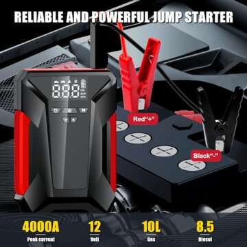 8-in-1 Jump Starter with Air Compressor and Emergency LED Light