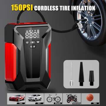 Powerful Jump Starter with Air Compressor & Emergency Light