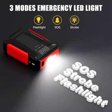Powerful Jump Starter with Air Compressor & Emergency Light
