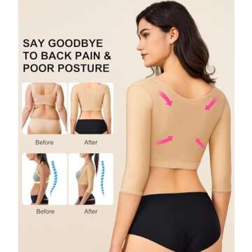 BRABIC Upper Arm Shaper Post Surgical Slimmer Compression Sleeves Posture Corrector Tops Shapewear f...
