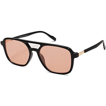 SOJOS Retro Aviator Sunglasses for Women and Men - Stylish Rectangle Shades