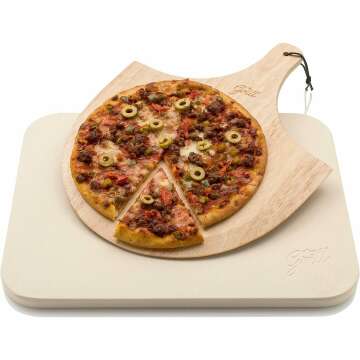 HANS GRILL Pizza Stone for Oven & BBQ - 15x12 Inch