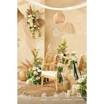 Ling's Moment 8 Wedding Aisle Pew Artificial Flowers Arrangements Emerald Tawny Beige for Ceremony C...