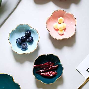 XIGUI Japanese Style Soy Sauce Dishes set of 6, Cherry Blossom Porcelain Sauce Dish Seasoning Dish Sushi Soy Dipping Bowl Dessert Bowl Appetizer Plates Serving Dish for Kitchen Home (Cream color)