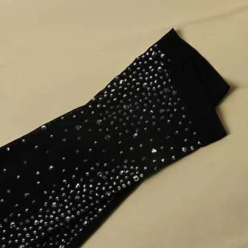 Women Sexy Sequin Dresses - Long Sleeve Sheer Mesh Bodycon Jumpsuit Evening Party Club Night Wear Black XXL