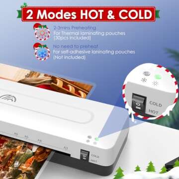 Laminator Machine 13 Inch Laminating Machine - A3 Lamination Machine with 30 Laminating Pouches, Cold and Thermal Laminator Kit for Office Home School Use (laminator A3)