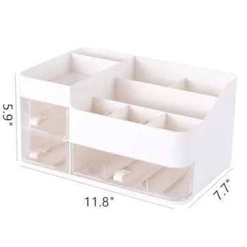 KLGO Makeup Organizer and Storage Cosmetic Display Case With 3 Clear Drawers Skincare Organizer for ...