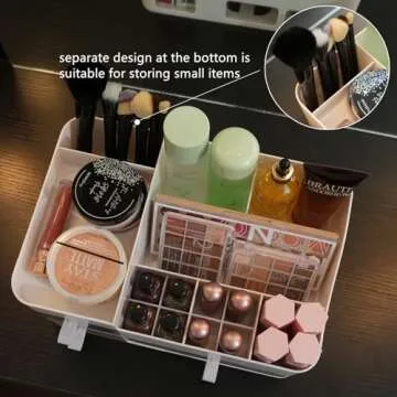 KLGO Makeup Organizer and Storage Cosmetic Display Case With 3 Clear Drawers Skincare Organizer for Bathroom Make Up Stand for Vanity Lipsticks, Jewelry, Nail Care, Eyeshadow, Skincare