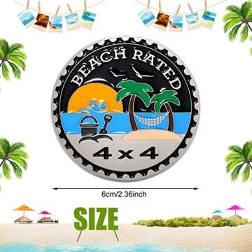 Frienda Beach Rated 4 x 4 Car Badge Metal Automotive Badge 3D Emblems Round Car Emblem Decals Sticke...