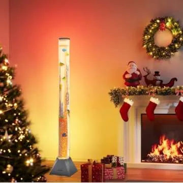 CALOVER Large 4FT Sensory Fish Bubble Tube Aquarium Night Light Tower Lamp Calming Relax for Autistic ADHD Children Alleviating Stress and Anxiety in Adults