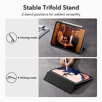 ESR for iPad Pro 11 Inch Case, iPad Pro 11 Folio Case (2022/2021/2020, 4th/3rd/2nd Generation), Convenient Magnetic Attachment, 2-Way Stand, Full Pencil 2 Support, Rebound Magnetic Case, Black