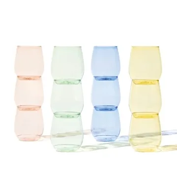 TOSSWARE POP 14oz Vino - Color Series SET OF 12, Premium Quality, Unbreakable & Crystal Clear Plasti...