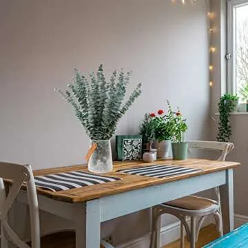 20 Pcs Eucalyptus for Shower Hanging Dried Eucalyptus Stems 17" Real Eucalyptus 100% Made from Fresh Eucalyptus Leaves,Wedding Decor Home Decor Farmhouse Decor DIY Spring Decor,Green. Dried Flowers