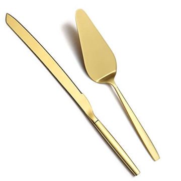 Berglander Gold Cake Pie Pastry Servers,Stainless Steel Serving Set,Cake Knife and Server Set Perfec...