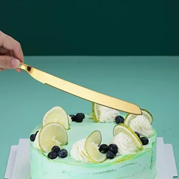 Berglander Gold Cake Pie Pastry Servers,Stainless Steel Serving Set,Cake Knife and Server Set Perfect For Wedding, Birthday, Parties and Events