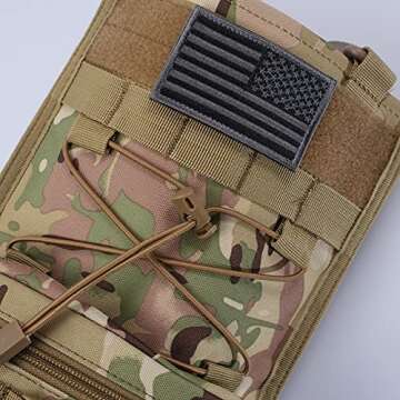 Speed Track Tactical Christmas Stocking, with Flag Patch MOLLE Webbing, Zip Pocket, MOLLE Clips, Gift for Veterans Military Patriotic and Outdoorsy People, Khaki Camouflage