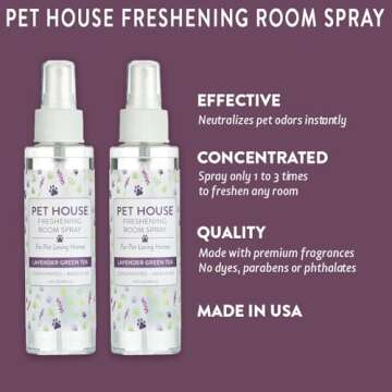 One Fur All Pet House Freshening Room Spray - Lavender Green Tea Pack of 2 - Concentrated Air Freshe...