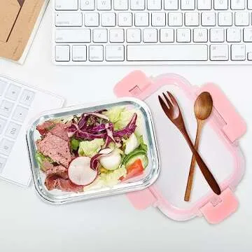 GULFLIN Small Glass Food Storage Containers 12 Pack-12oz Glass Containers with Lids for Meal Prep, Food Storage, Freezer to Microwave Safe, Air-Tight, Leak-Proof, Pink Set