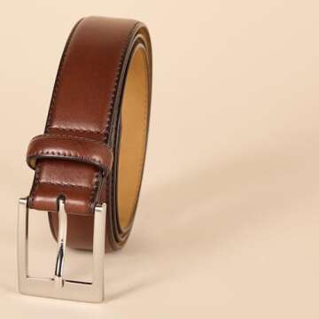 Amazon Essentials Men's Leather Belt, Classic Style, Size 34, Tan