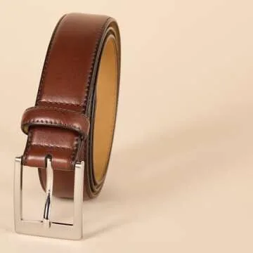 Amazon Essentials Men's Leather Belt, Classic Style, Size 34, Tan