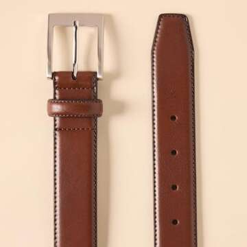 Amazon Essentials Men's Leather Belt, Classic Style, Size 34, Tan