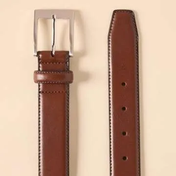 Amazon Essentials Men's Leather Belt, Classic Style, Size 34, Tan