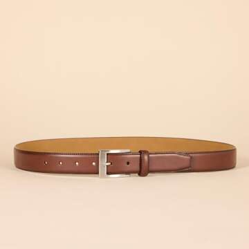 Amazon Essentials Men's Leather Belt, Classic Style, Size 34, Tan