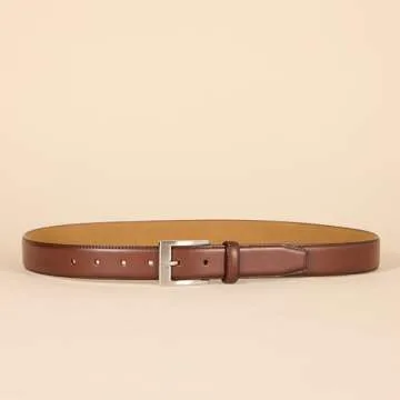 Amazon Essentials Men's Leather Belt, Classic Style, Size 34, Tan