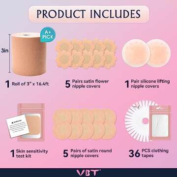 Boob Tape for Instant Lift, Nipple Covers & Comfort