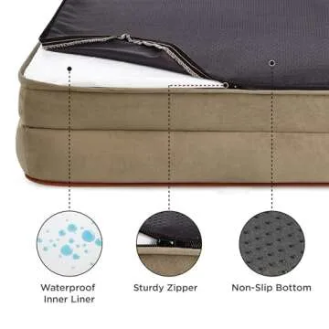 Bedsure Orthopedic Dog Bed for Medium Dogs - Waterproof Dog Sofa Beds Medium, Supportive Foam Pet Couch Bed with Removable Washable Cover, Waterproof Lining and Nonskid Bottom, Hazel