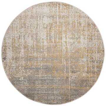 SAFAVIEH Adirondack Collection Area Rug - 8' Round, Creme & Gold, Modern Abstract Design, Non-Shedding & Easy Care, Ideal for High Traffic Areas in Living Room, Bedroom (ADR207A)