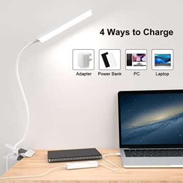 Vansuny LED Desk Lamp with USB Power & Brightness Levels