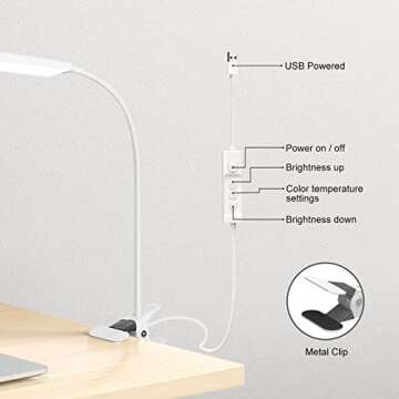 Vansuny LED Desk Lamp with USB Power & Brightness Levels
