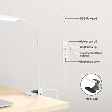 Vansuny LED Desk Lamp with USB Power & Brightness Levels