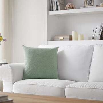 Meekio Set of 2 Sage Green Pillow Covers 18 x 18 Inch Farmhouse Boho Decorative Throw Pillow Covers ...