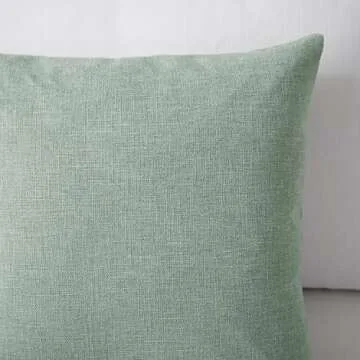 Meekio Set of 2 Sage Green Pillow Covers 18 x 18 Inch Farmhouse Boho Decorative Throw Pillow Covers Linen Cushion Covers for Sofa Couch Décor