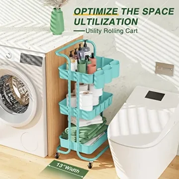 LEHOM 3-Tier Rolling Utility Cart for Easy Organization