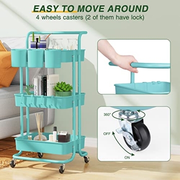 LEHOM 3-Tier Rolling Utility Cart for Easy Organization