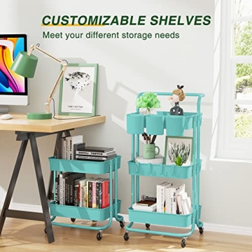 LEHOM 3-Tier Rolling Utility Cart for Easy Organization