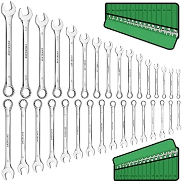 SWANLAKE 32-Piece Combination Wrench Set, SAE and Metric, 1/4"-1" & 7mm-22mm, 12 Point, Chrome Vanad...