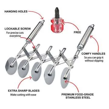 Versatile 5 Wheel Stainless Steel Pastry Cutter
