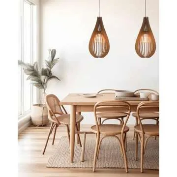 Unique Mid-Century Modern Wooden Pendant Light for Homes